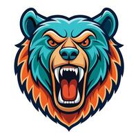 the head of a bear with its mouth open vector