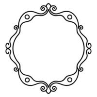 a black and white drawing of a round frame vector