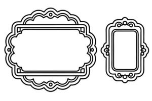 a black and white drawing of a frame and a frame with a border vector