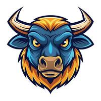 an angry bull head with horns on a white background vector