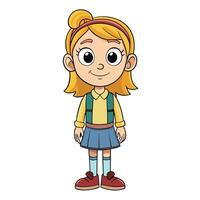 cartoon girl in school uniform illustration vector