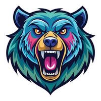 colorful angry bear head mascot mascot illustration vector