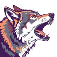 the wolf head is shown in a colorful and colorful style vector