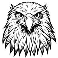 an eagle head with a black and white outline vector