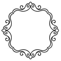 a black and white drawing of a frame with a scroll vector