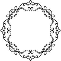 a round frame with a scroll pattern vector