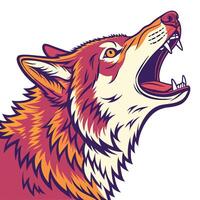 a wolf head with its mouth open and its teeth showing vector