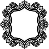 a black and white ornate frame with a floral pattern vector
