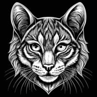 a cat head in a black and white drawing style vector
