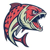 an angry fish with open mouth and teeth vector