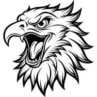 an eagle head with open mouth and open beak vector