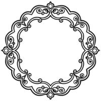 a black and white drawing of a round frame vector