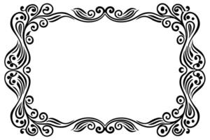 a black and white square frame with swirls vector
