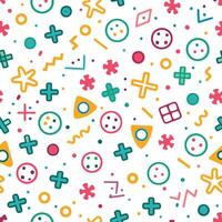 seamless pattern with colorful geometric shapes and symbols vector