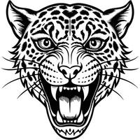 a jaguar head with its mouth open and its teeth showing vector