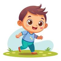cartoon boy running in the grass vector