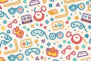 a colorful pattern with various game items vector