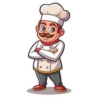 cartoon chef with mustache and mustache vector