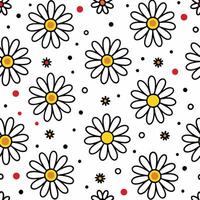 a seamless pattern with daisies and polka dots vector