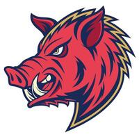 the head of a red pig with an angry face vector