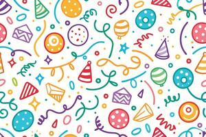 a colorful party pattern with balloons, confetti and streamers vector