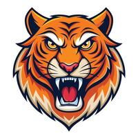 the head of an angry tiger is shown on a white background vector