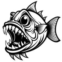 an angry fish with sharp teeth and fangs vector