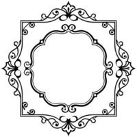 a black and white drawing of a frame with ornate design vector