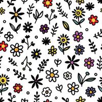 seamless pattern with flowers and leaves vector