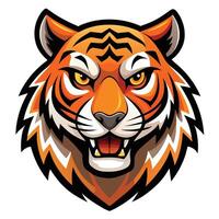 an angry tiger head on a white background vector