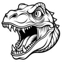 a t - rex head with open mouth and teeth vector