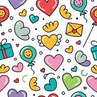 seamless pattern with hearts, balloons and other items vector