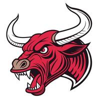 the head of a bull is shown with its mouth open vector