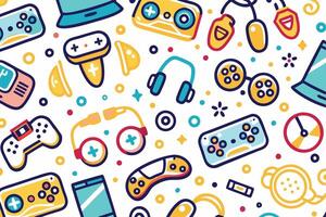 a colorful pattern with various electronic devices vector
