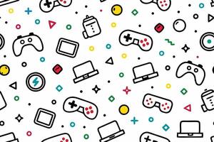 a seamless pattern with various game items vector