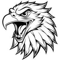 an eagle head with open mouth and open beak vector