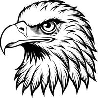 an eagle head with a black and white outline vector