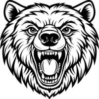 a bear head with its mouth open and its teeth showing vector