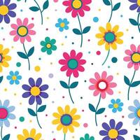 seamless pattern with colorful flowers on white background vector