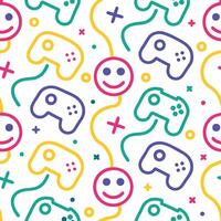 a colorful pattern with game controllers and smiley faces vector
