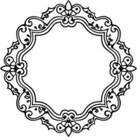 a black and white drawing of a round frame vector