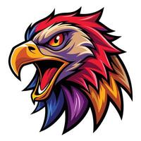 an eagle head with colorful feathers vector