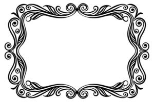 a black and white square frame with swirls vector