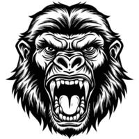 gorilla head with open mouth and teeth vector