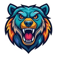 the head of a bear with an angry expression vector