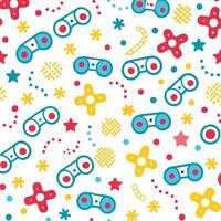 a colorful pattern with game controllers and stars vector