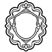 a black and white drawing of a frame with a floral design vector
