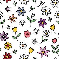 seamless pattern with flowers and leaves vector