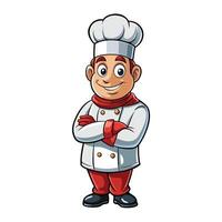 cartoon chef with arms crossed and smiling vector