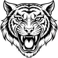 a tiger head with its mouth open and its teeth showing vector